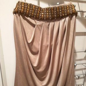 Cache Beaded Rhinestone Champagne Stretch Bandeau Top or Skirt